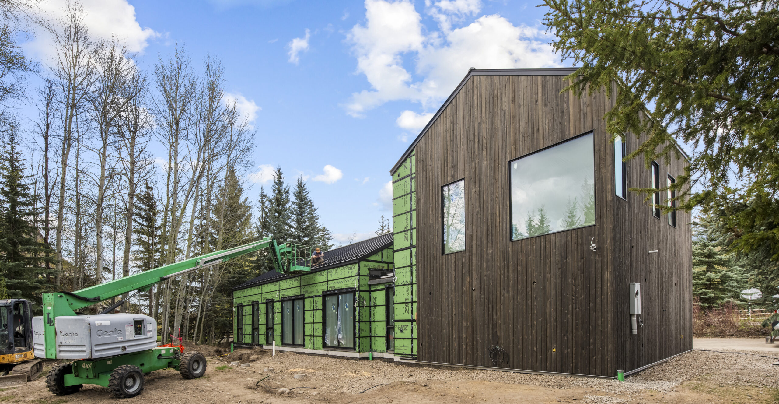 on the ground shot of a custom home construction project in sun valley idaho